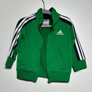 Adidas | Zip-up Jacket | Green w Black/White Stripes | 12 months